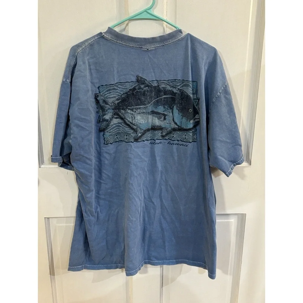 crazy shirts hawaii Distressed Fish Blue Hawai Dyed XL